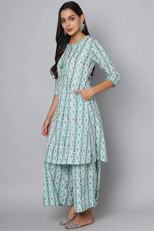 Shuddhi Green And White Kurta And Pant