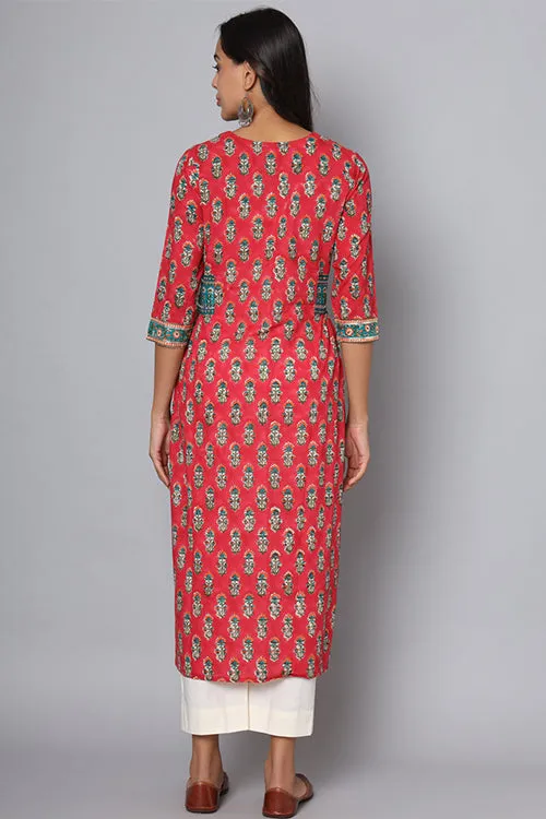 Shuddhi Pink And Green Kurta