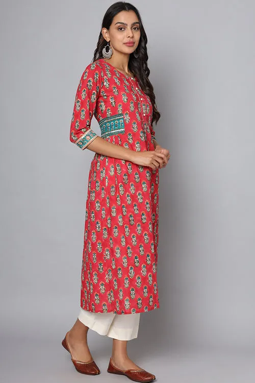 Shuddhi Pink And Green Kurta