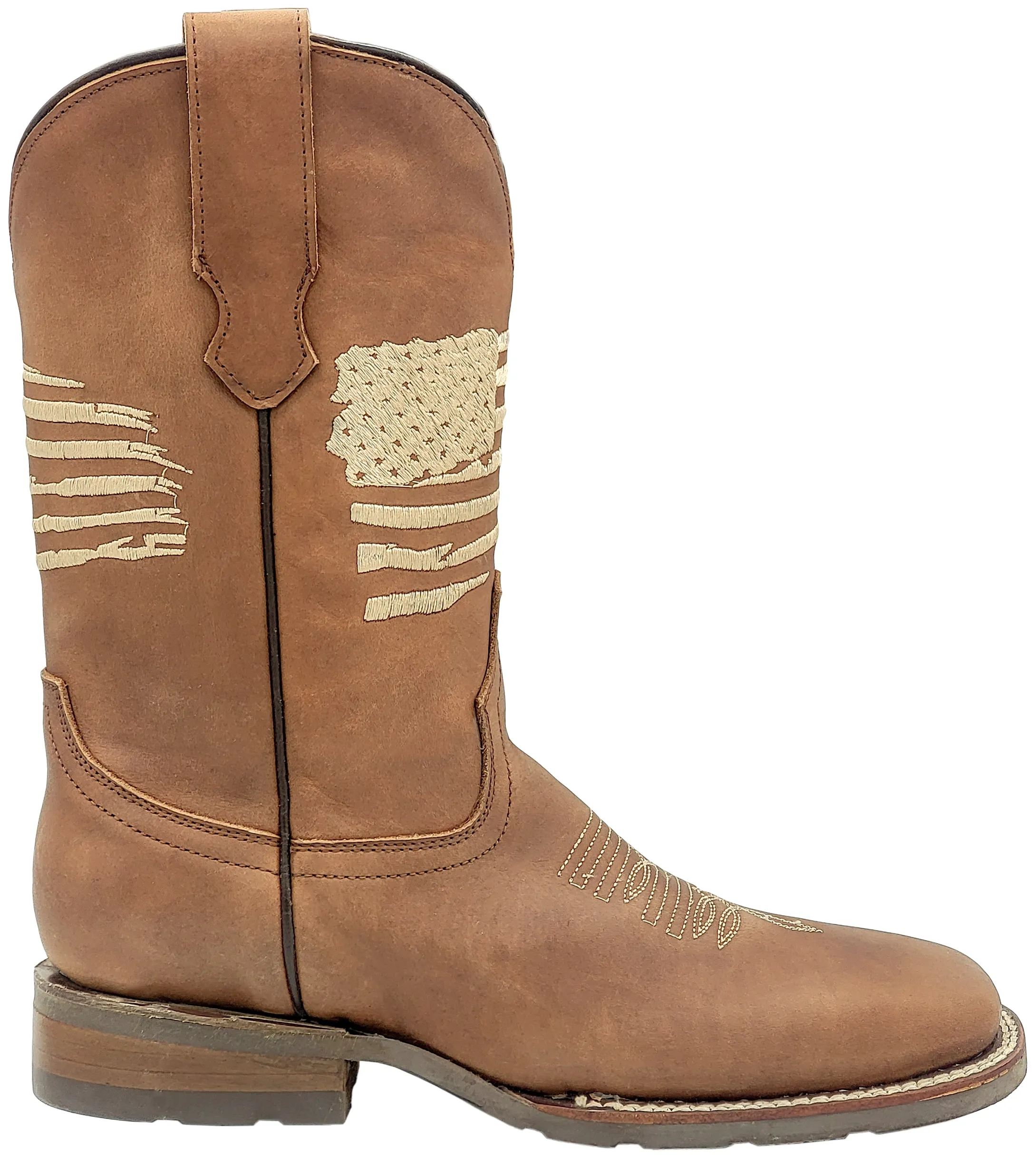 Silverton Patriot All Leather Wide Square Toe Boots (Tobacco)