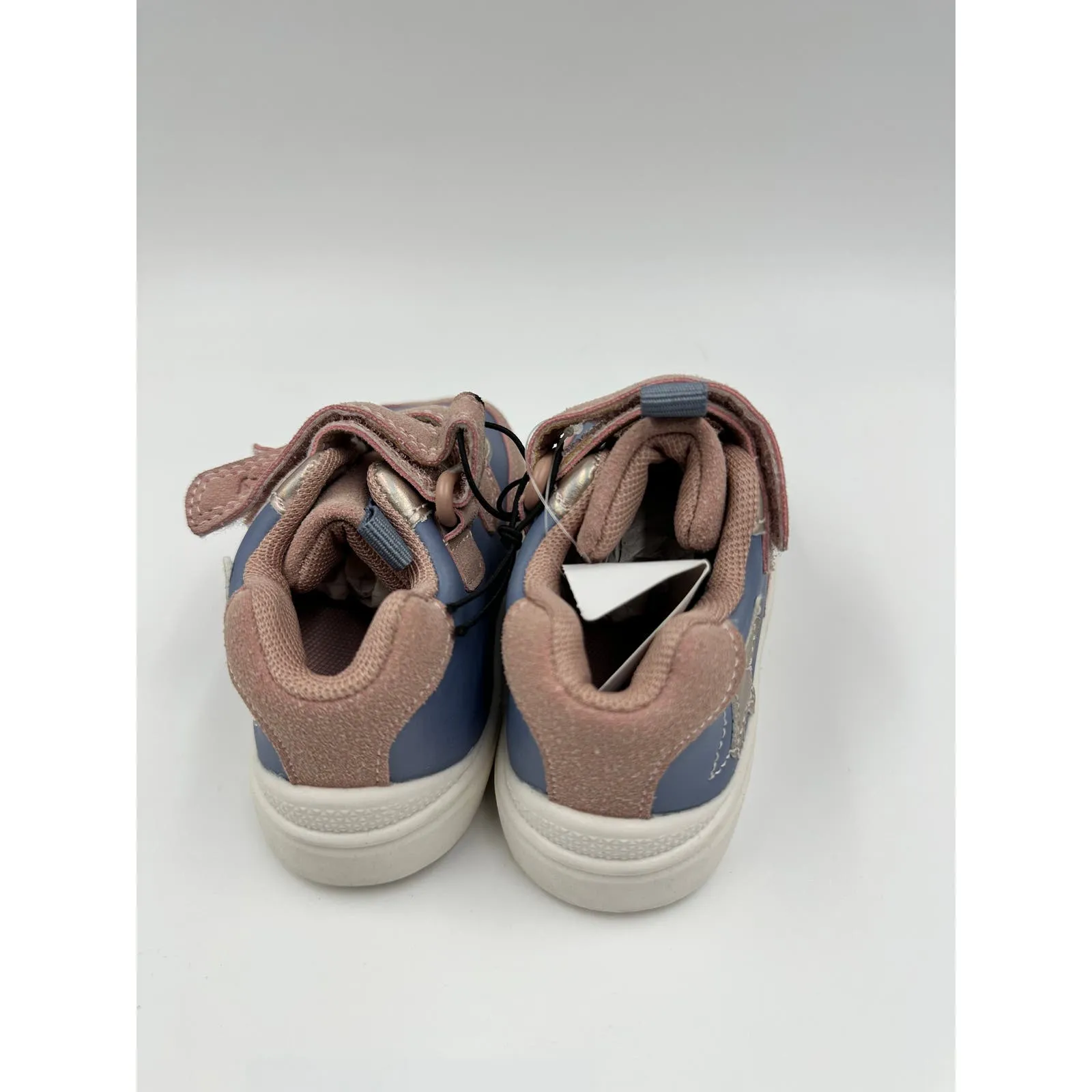 Small Kid Size 6, Blue and Light Pink Leather Sneakers with Straps