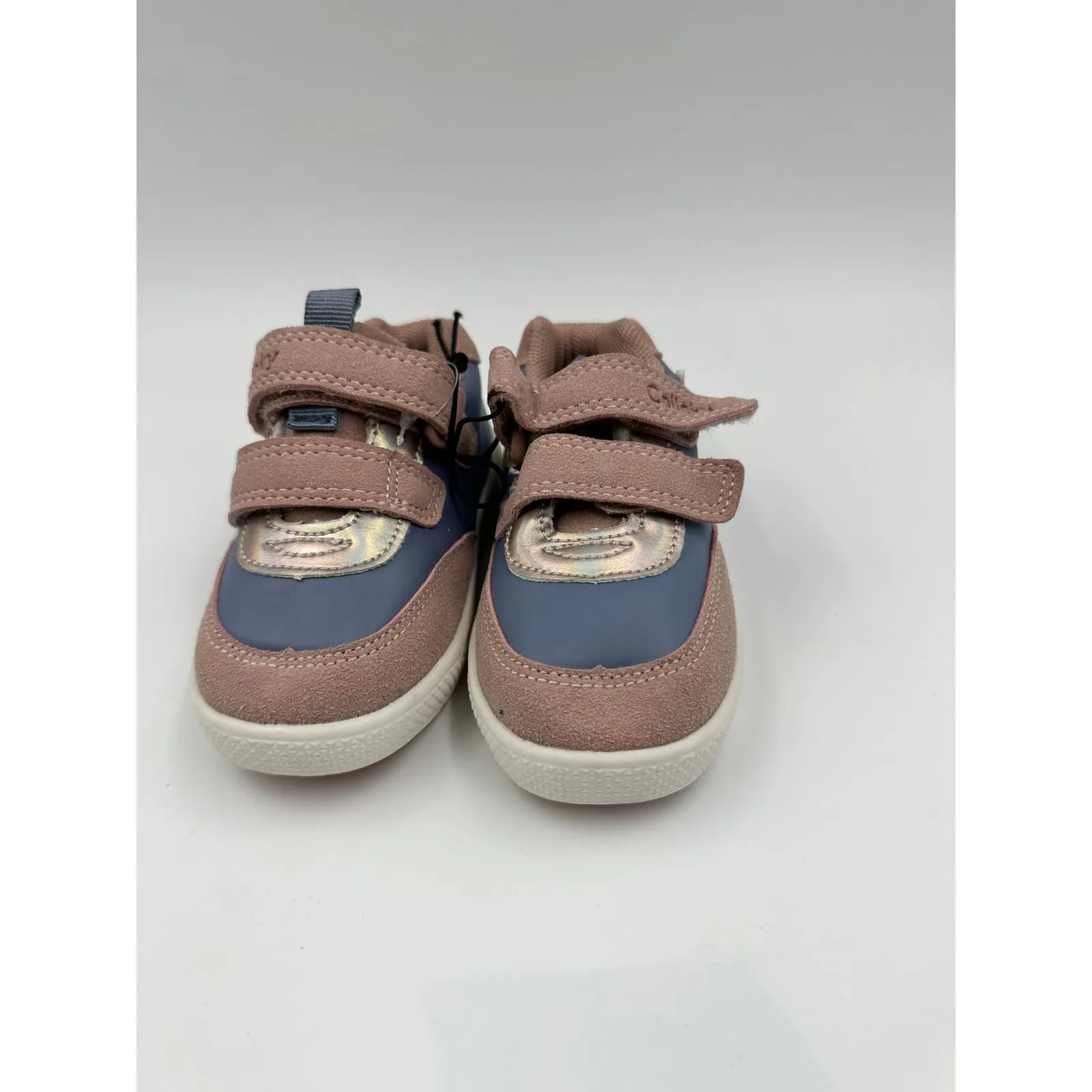 Small Kid Size 6, Blue and Light Pink Leather Sneakers with Straps