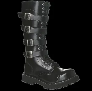 STEEL - 20 Eyelet Black 4 Buckle Steel-Toe Boot