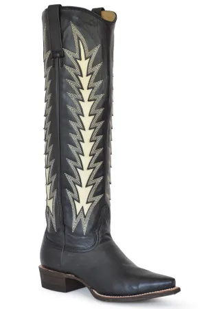 Stetson Womens Johnnie Black Leather Cowboy Boots