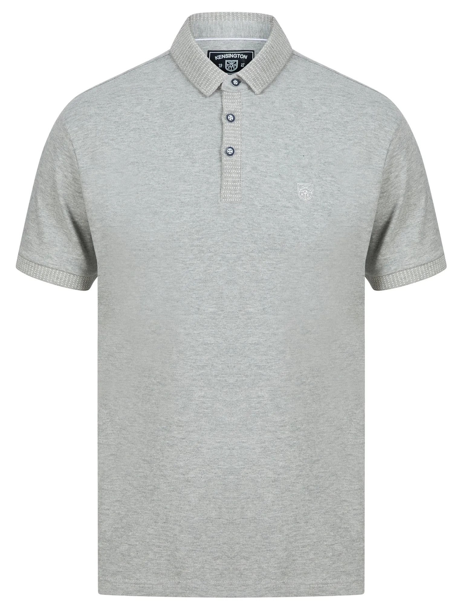 Sunbury Cotton Rich Woven Polo Shirt in Light Grey Marl - Kensington Eastside