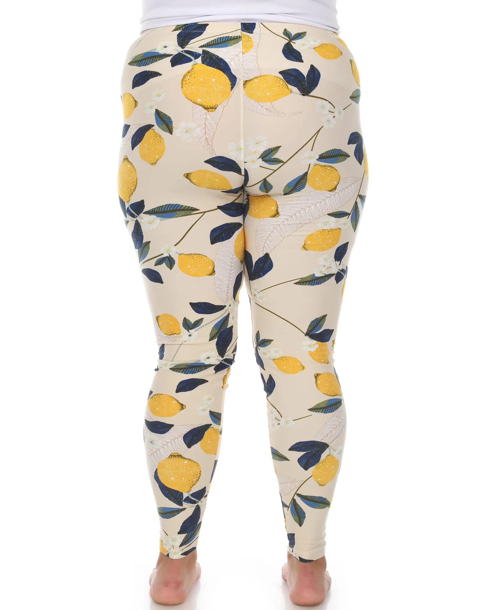 Super Soft Tropical Printed Leggings | Beige Lemon