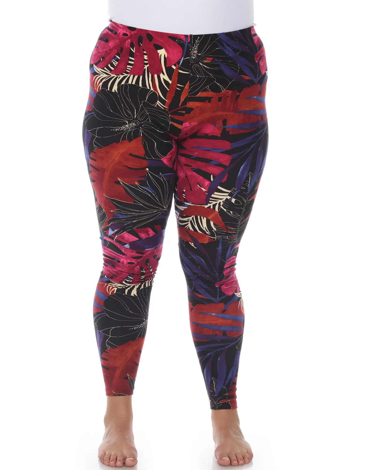 Super Soft Tropical Printed Leggings | Black Tropical Flower