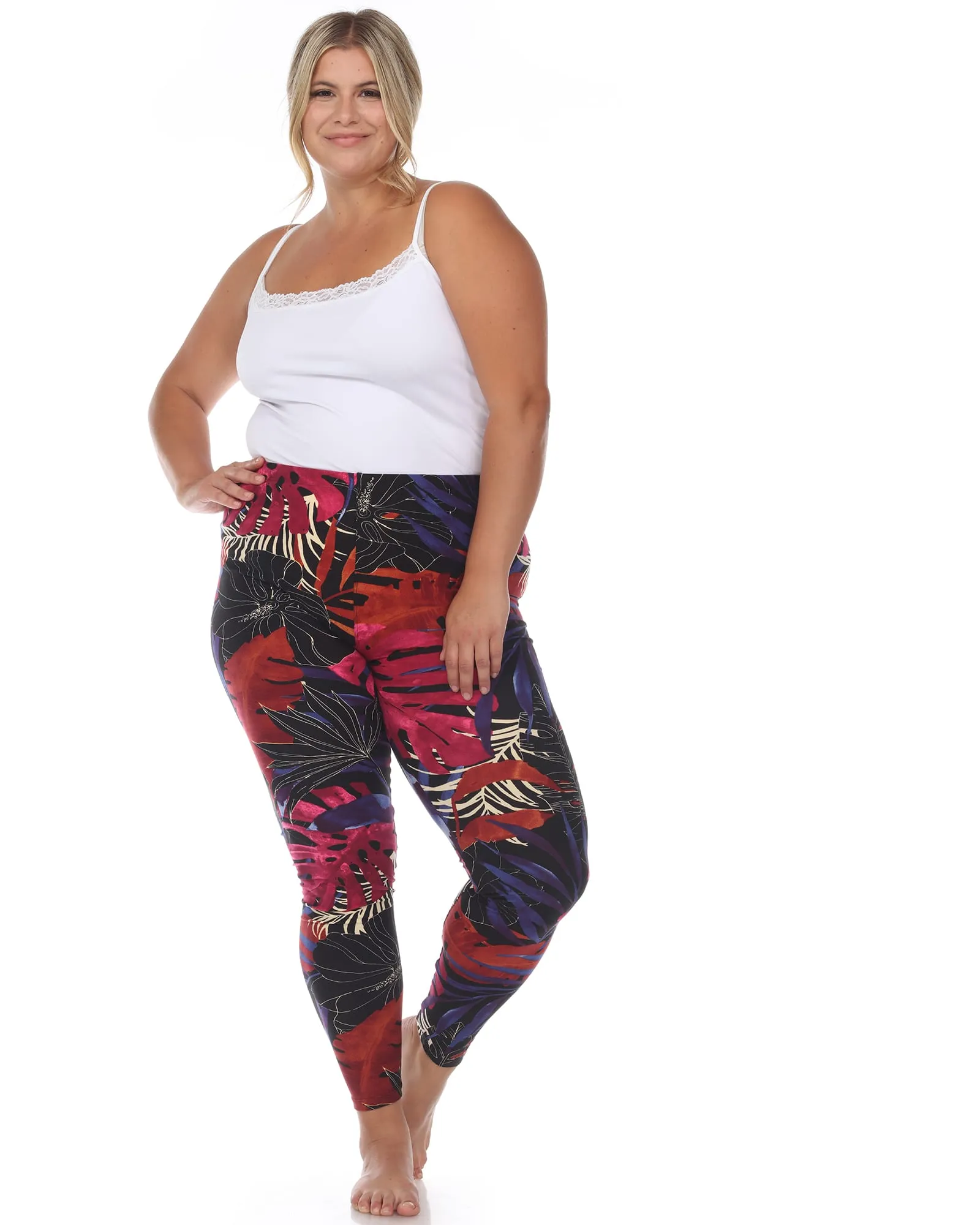 Super Soft Tropical Printed Leggings | Black Tropical Flower