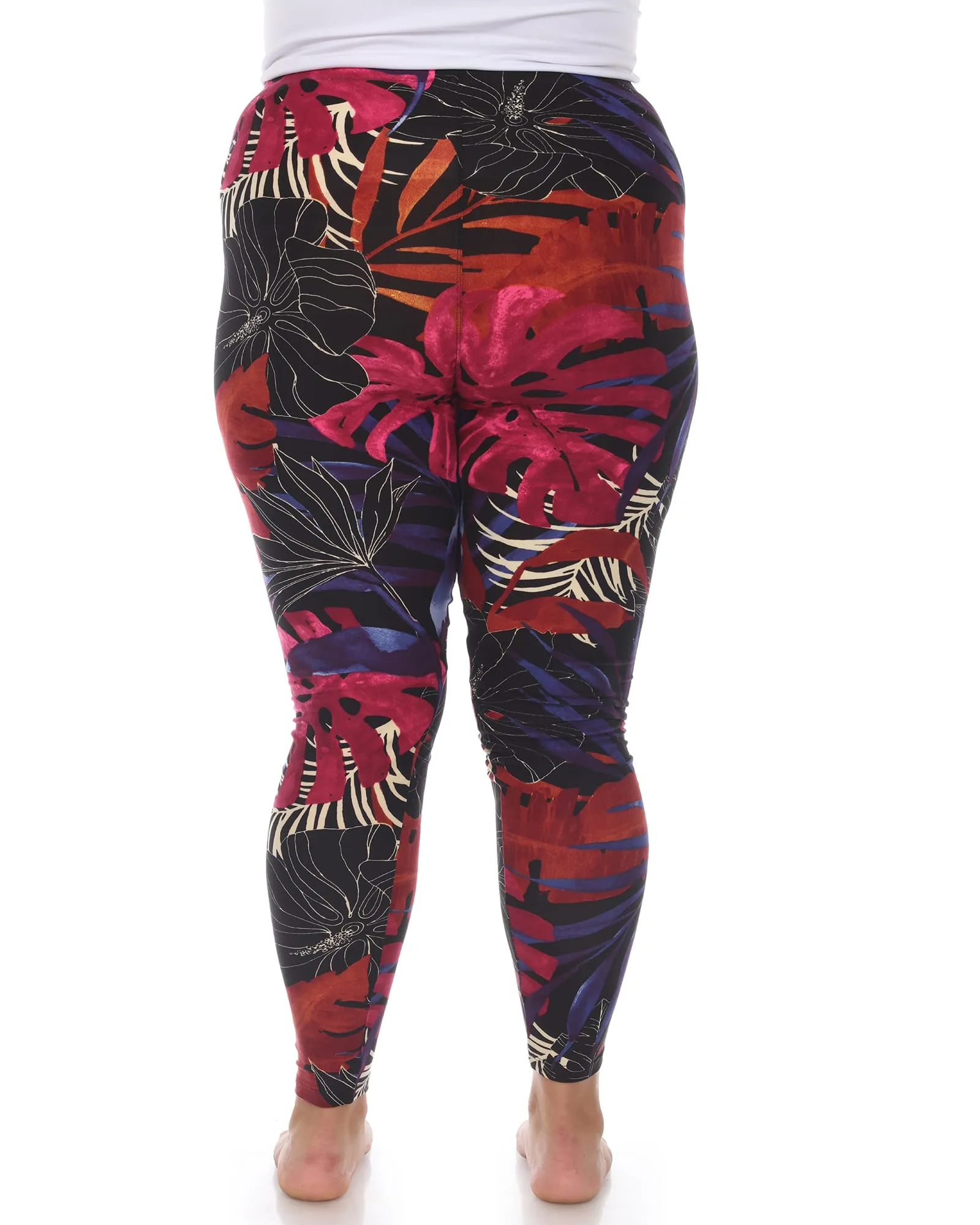 Super Soft Tropical Printed Leggings | Black Tropical Flower