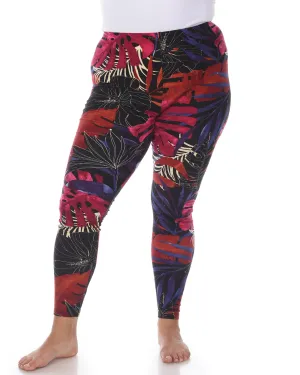 Super Soft Tropical Printed Leggings | Black Tropical Flower