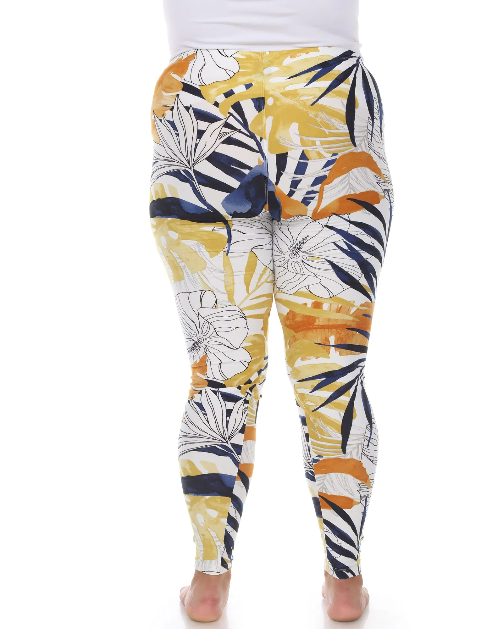 Super Soft Tropical Printed Leggings | White Tropical Flower