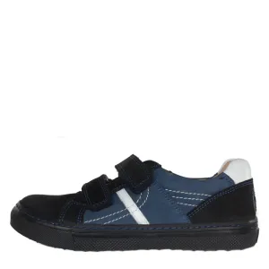 Szamos Kid Boy Sneakers In Blue And Black Color With Double Velcro Strap - Made In Europe