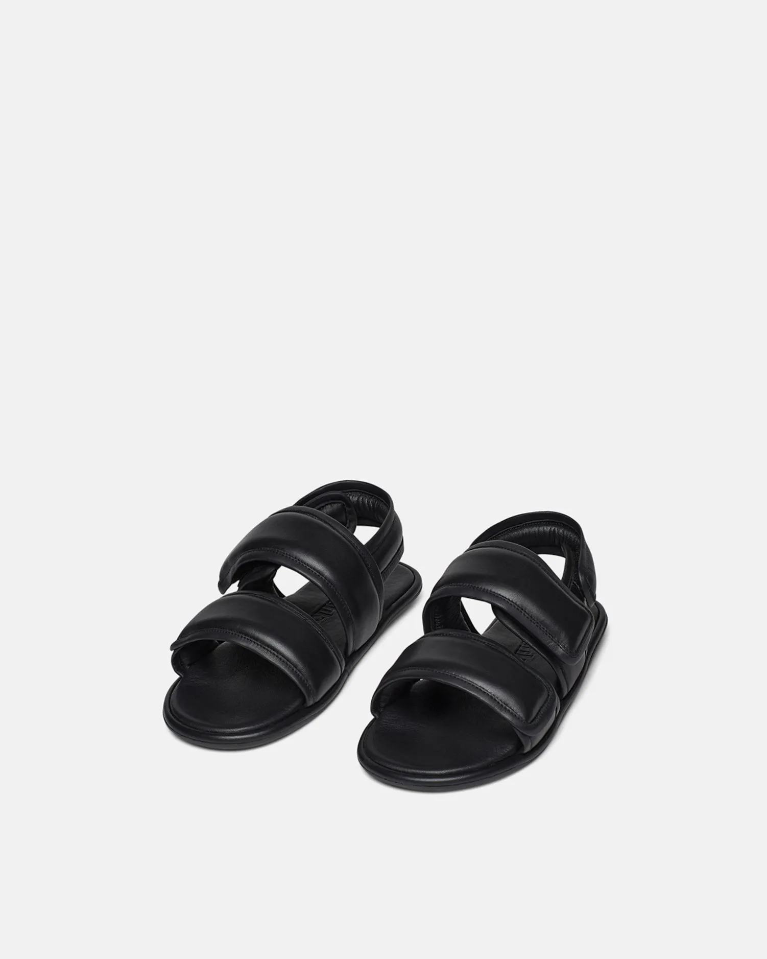 Tarrus Mens - Rounded Toe Padded Flat Sandals - Black