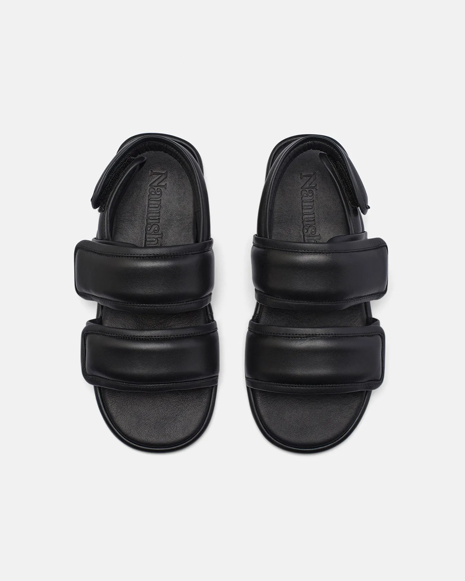 Tarrus Mens - Rounded Toe Padded Flat Sandals - Black