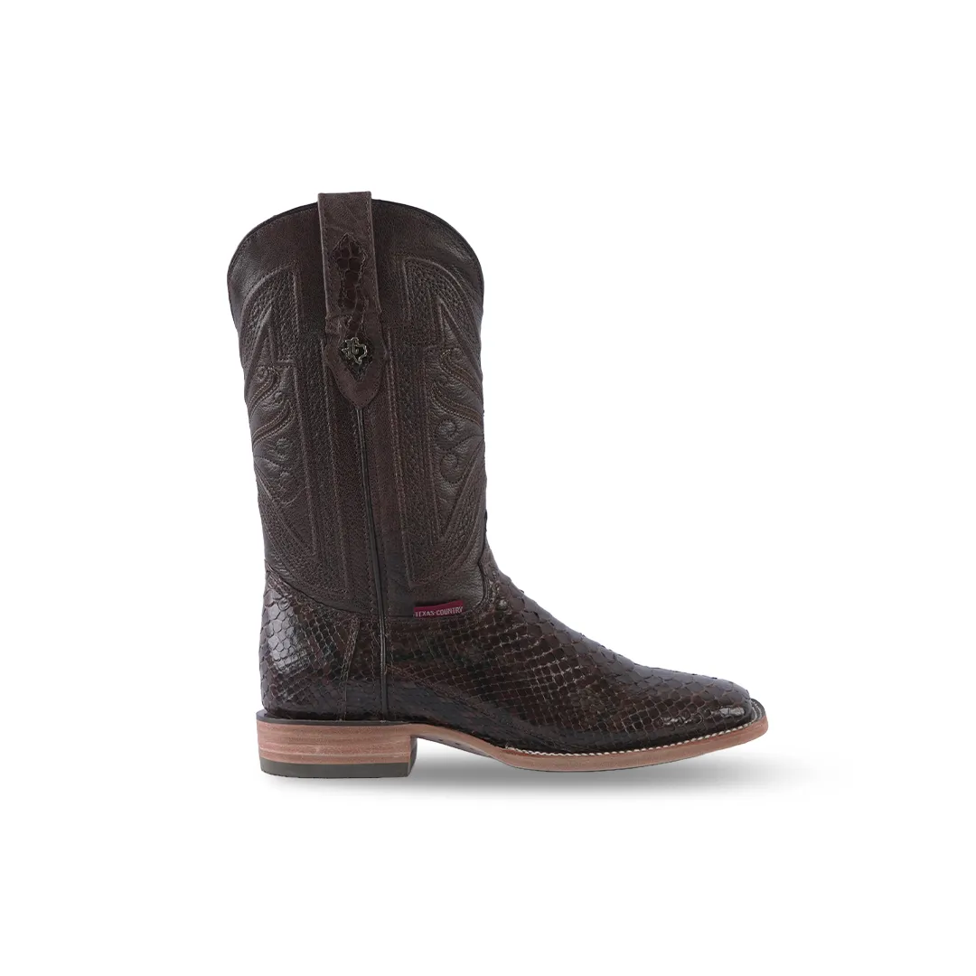 Texas Country Exotic Boot PYTHON CAFÉ LUSTRADO PN30