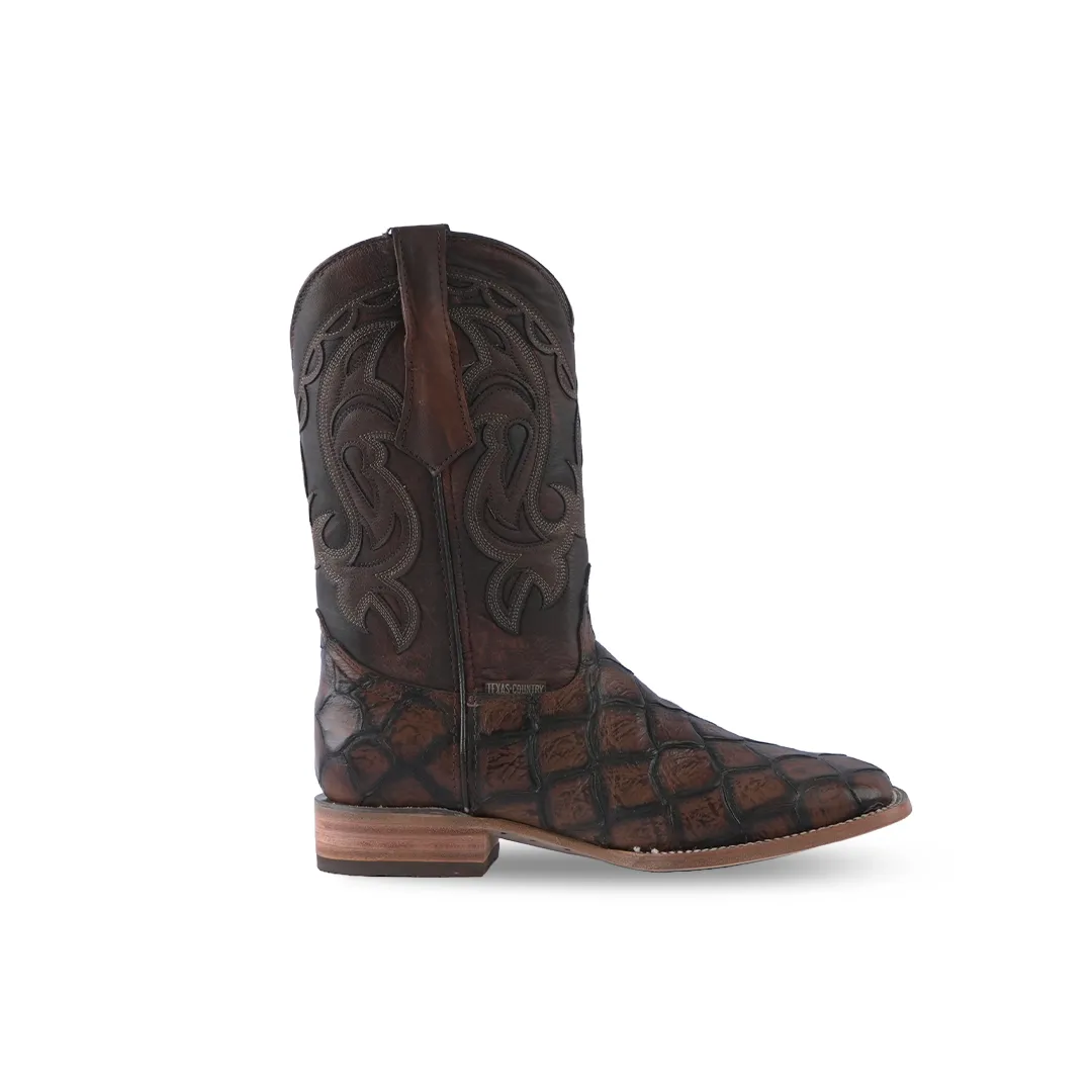 Texas Country Leather Boot Pez Piraru Cafe Square Toe E631