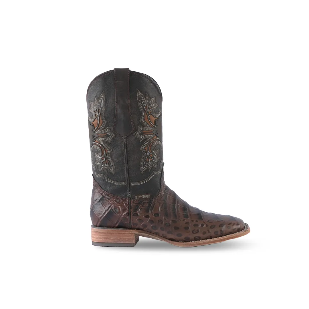 Texas Country Western Boot Flanco Coco Chocolate Square Toe E658