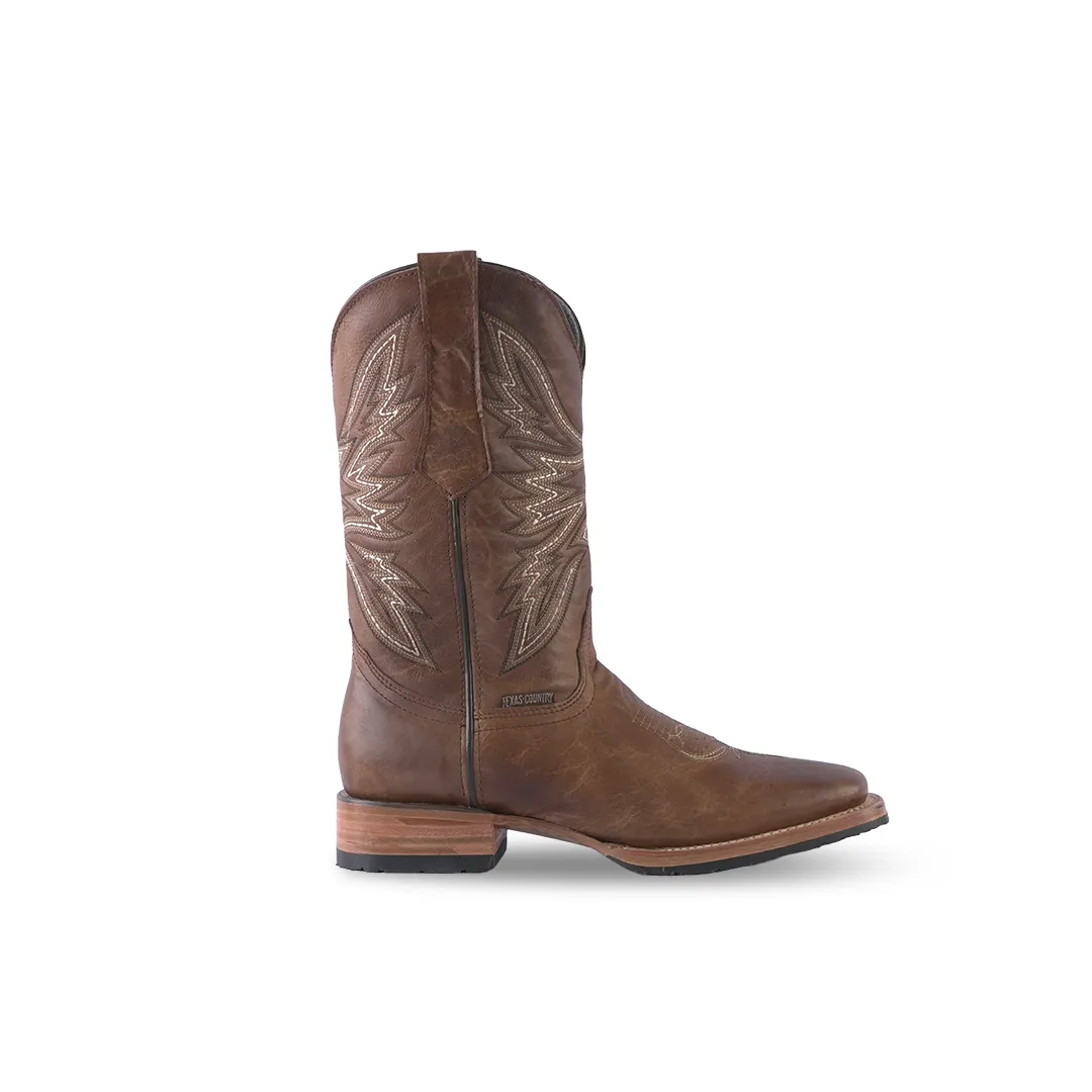 Texas Country Western Boot Piedra Camel Square Toe E664