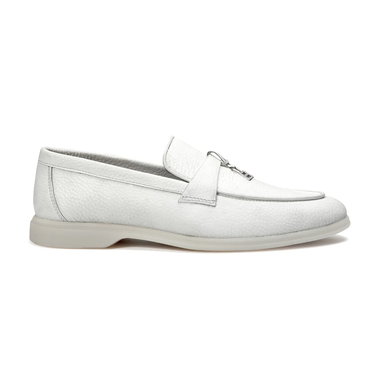 Textured White Yacht Loafer