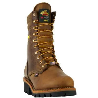 Thorogood Men's Logger 9" ST WP Ins USA Work Boot - Brown - 804-3554