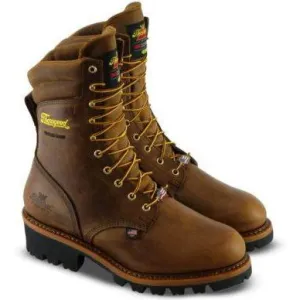 Thorogood Men's Logger 9" ST WP Ins USA Work Boot - Brown - 804-3554