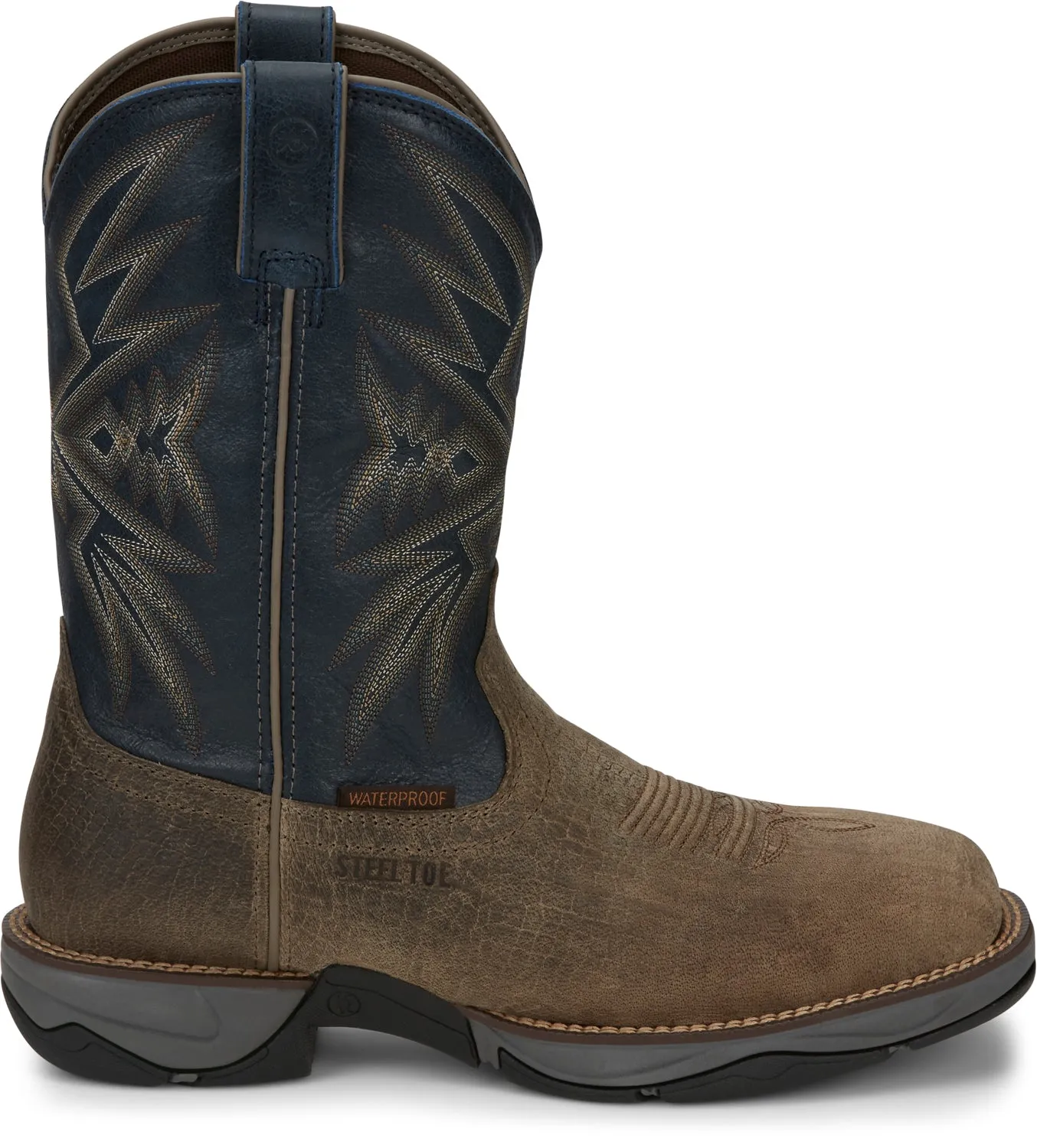 Tony Lama 11in 3R ST Mens Stone/Blue Bartlett Leather Work Boots