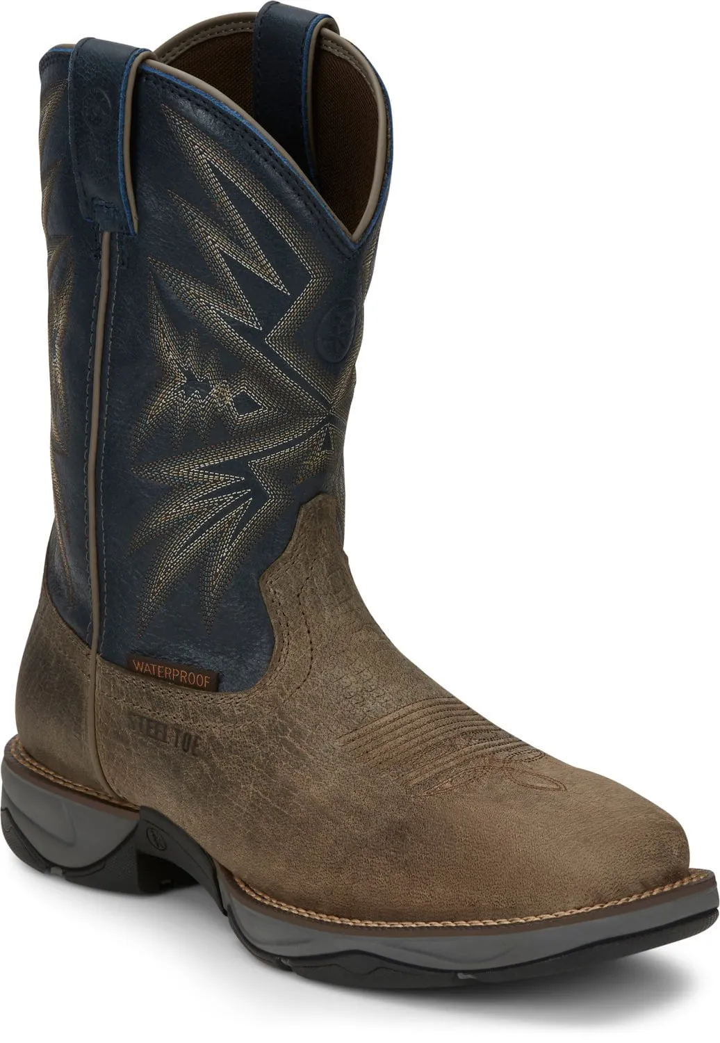 Tony Lama 11in 3R ST Mens Stone/Blue Bartlett Leather Work Boots