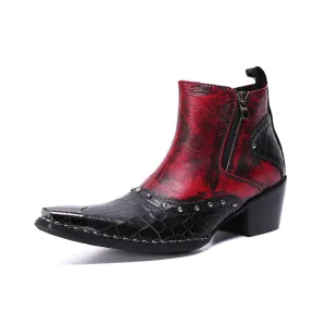 Two Tones Zip Ankle Boots for Men