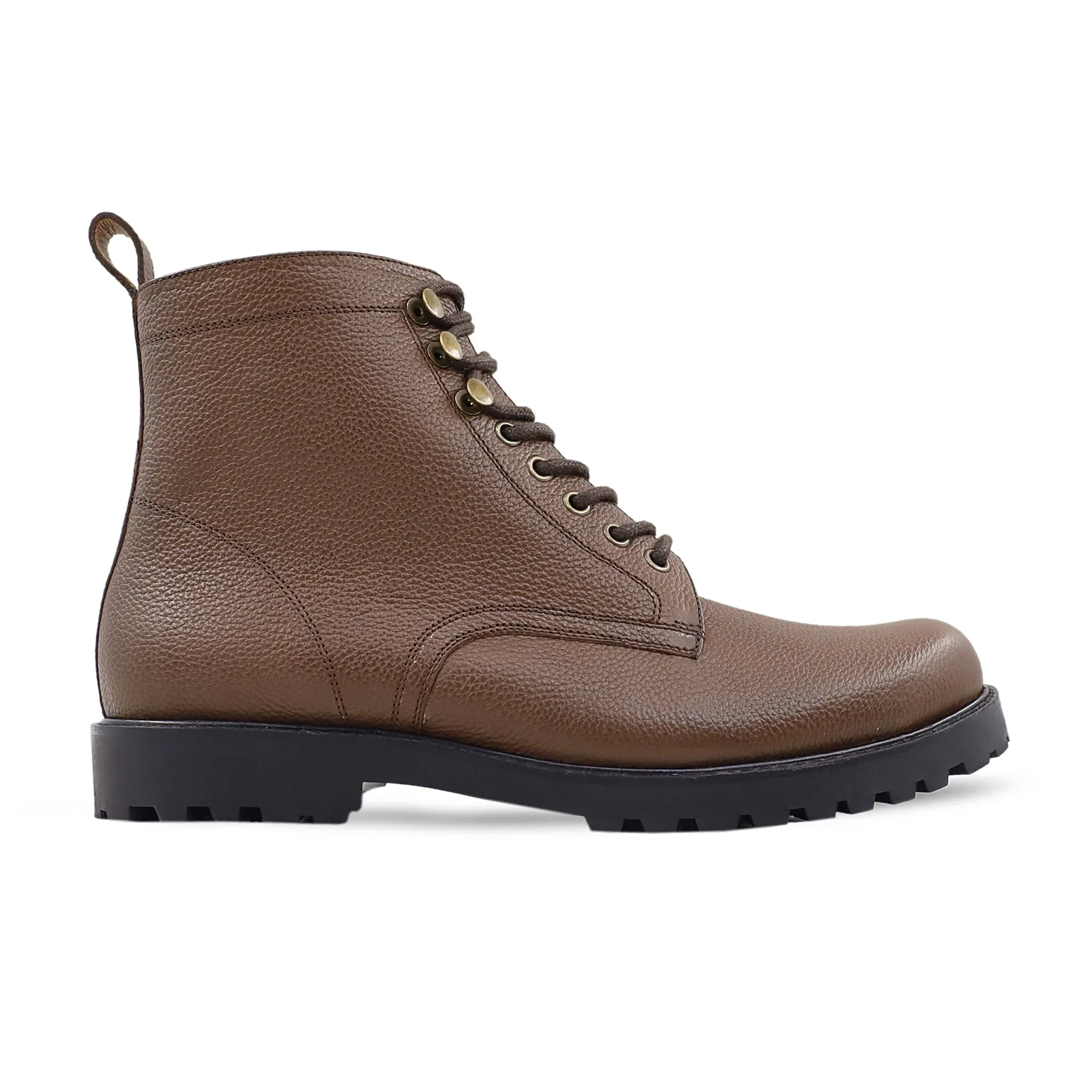 Tyron - Men's Brown Pebble Grain Leather Boot