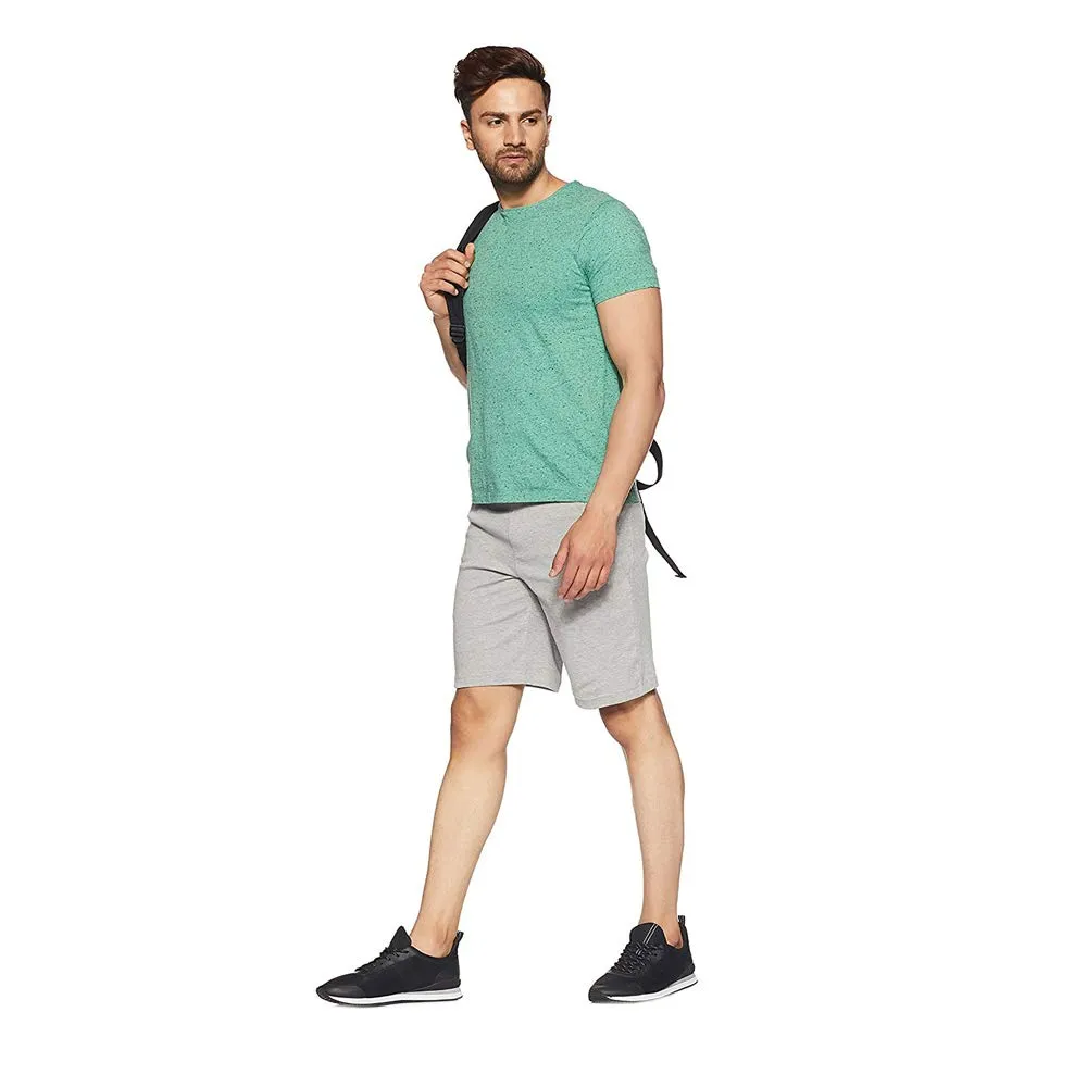 Van Heusen Athleisure Men Knit Shorts - Cotton Rich - Smart Tech, Easy Stain Release, Anti Stat, Ultra Soft, Moisture Wicking_50002_Grey Melange_XL