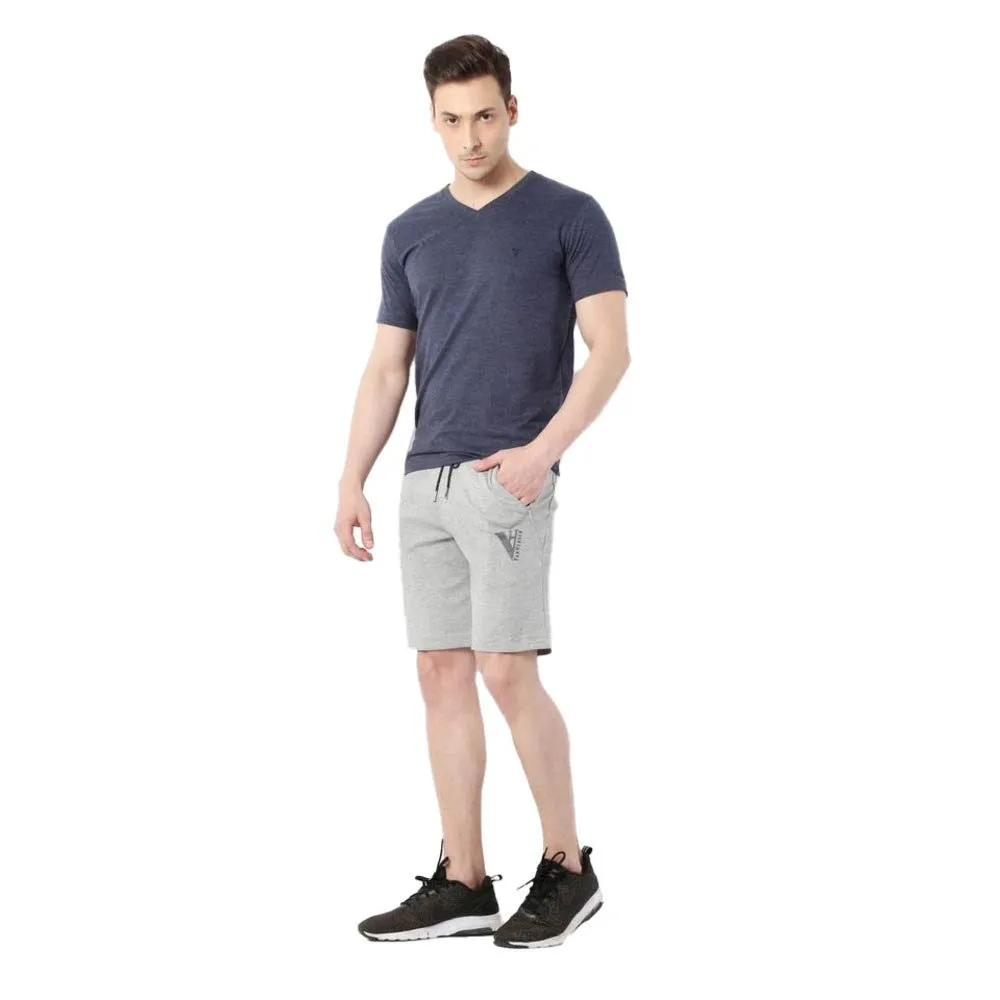 Van Heusen Athleisure Men Knit Shorts - Cotton Rich - Smart Tech, Easy Stain Release, Anti Stat, Ultra Soft, Moisture Wicking_50002_Grey Melange_XL