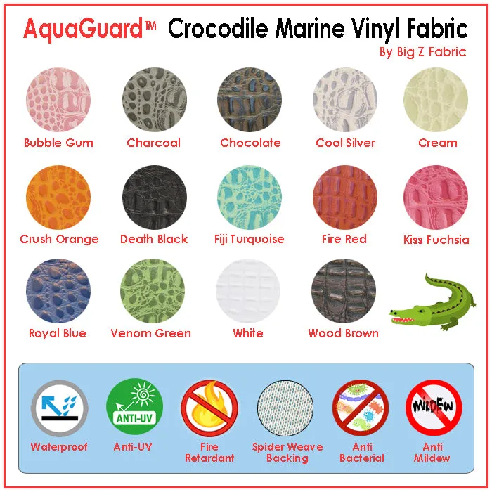 Venom Green Crocodile Marine Vinyl Fabric / Sold By The Yard