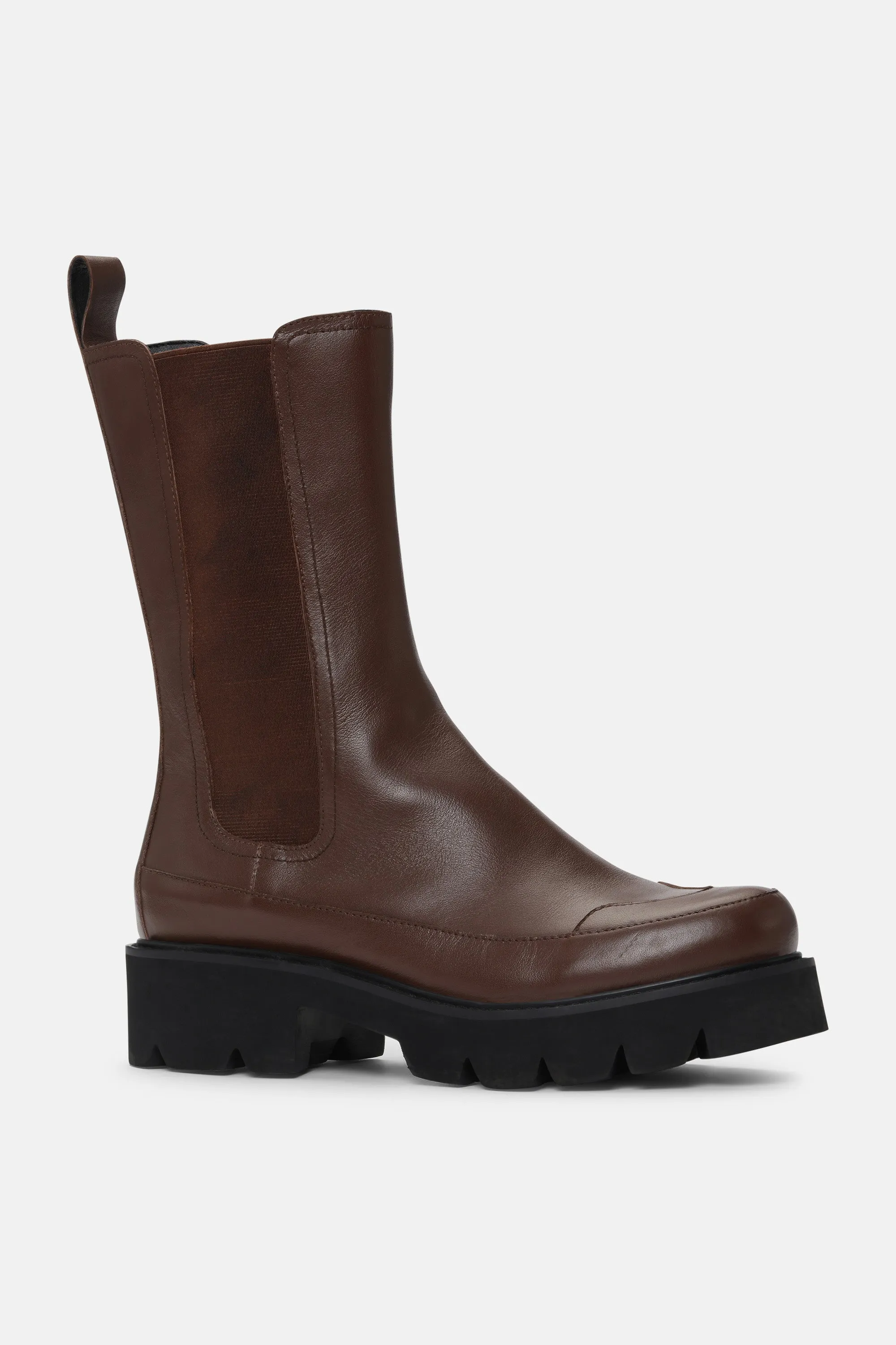 Wadenlange Stiefel - Dark Cognac