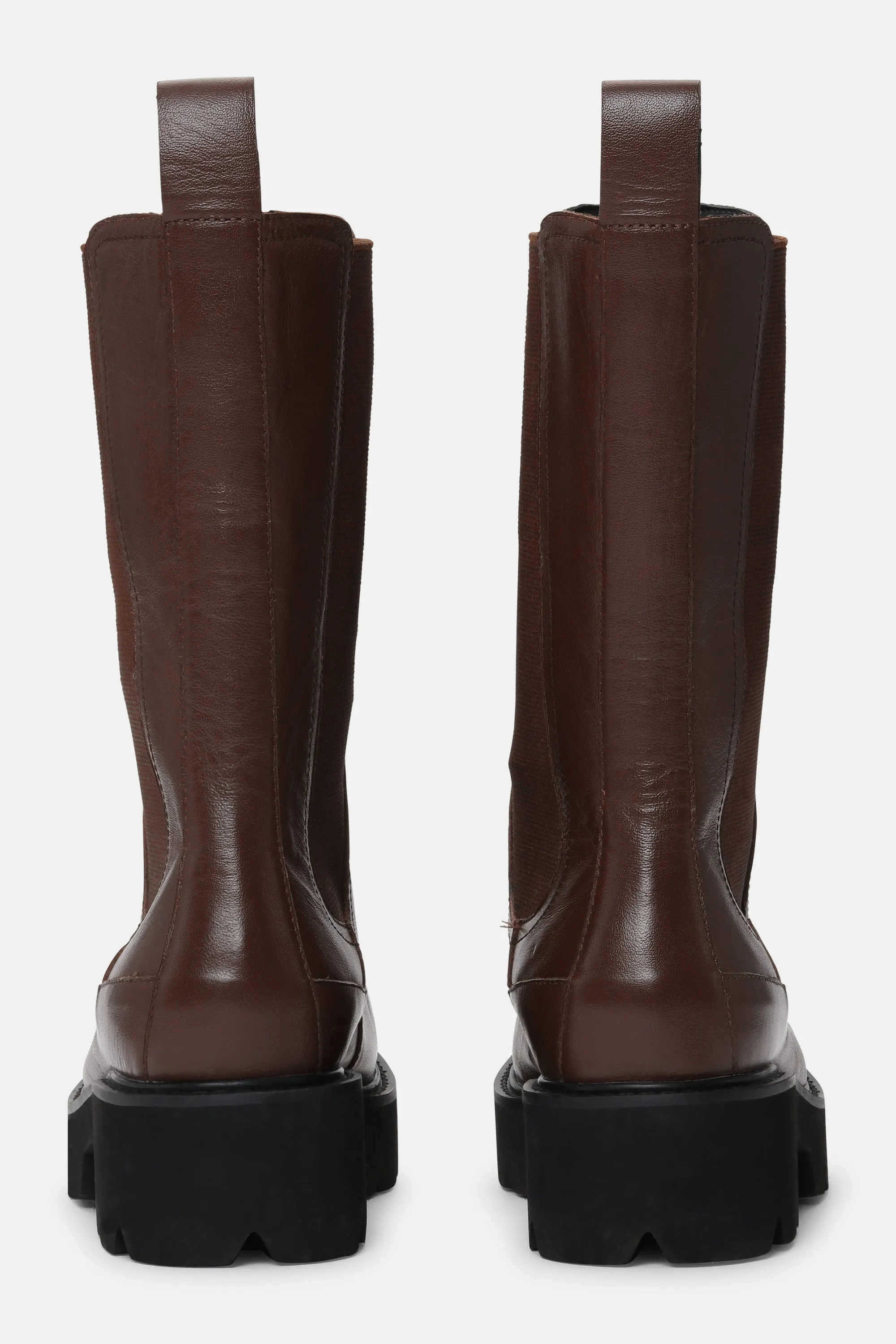 Wadenlange Stiefel - Dark Cognac