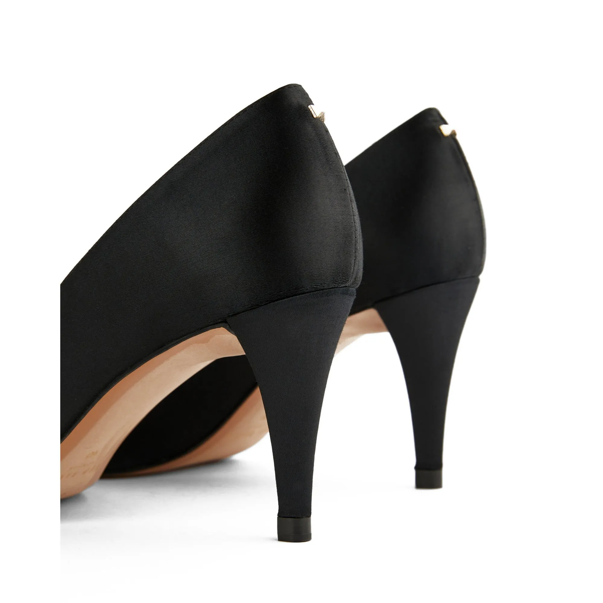 Women Affra-Satin Bow Mid Heel Court - Black