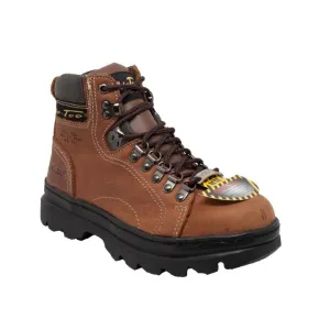 Women's 6" Steel Toe Work Boot Brown Leather Boots