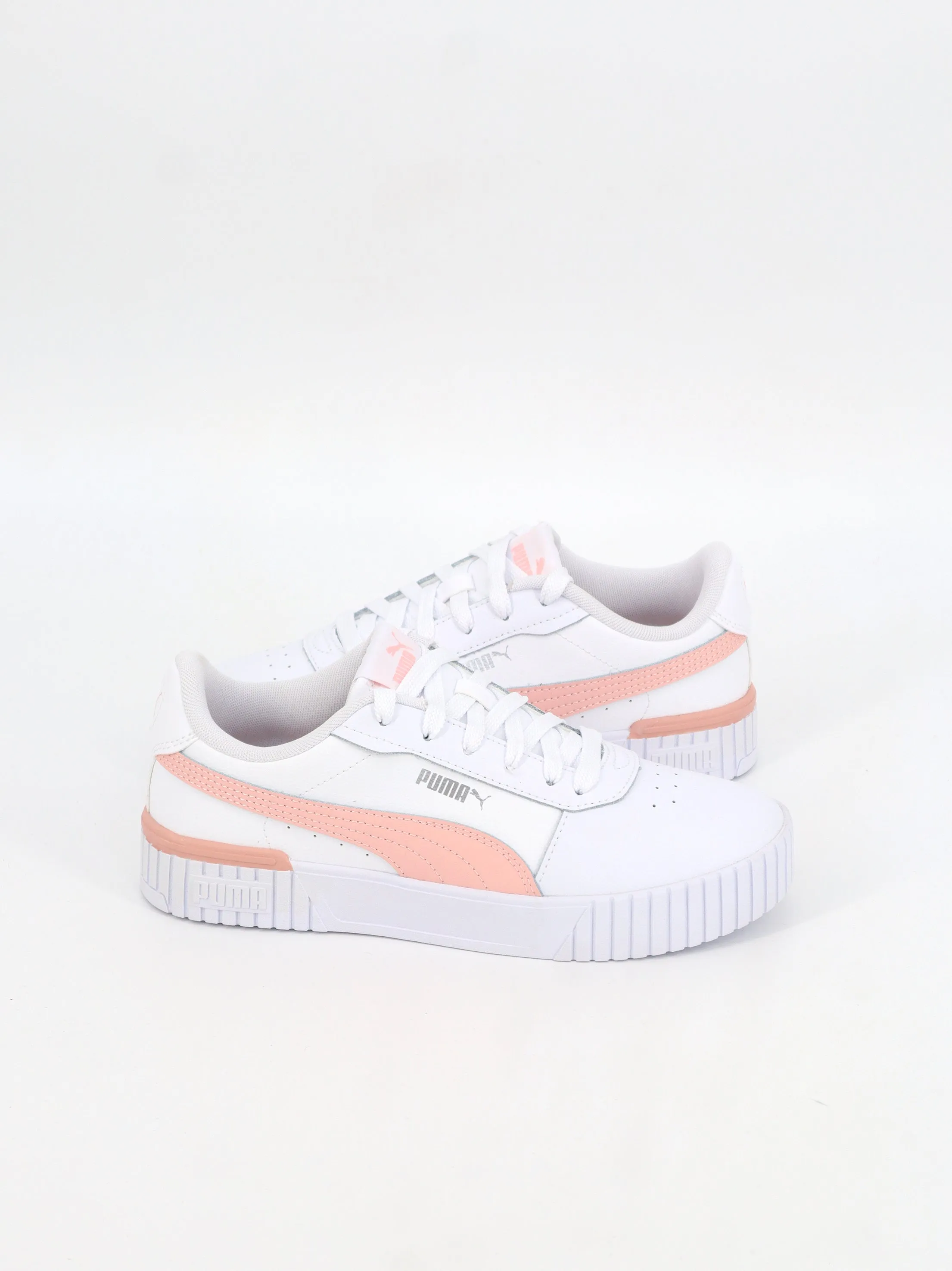 Women's Brand Logo Printed Sneakers,White/Peach