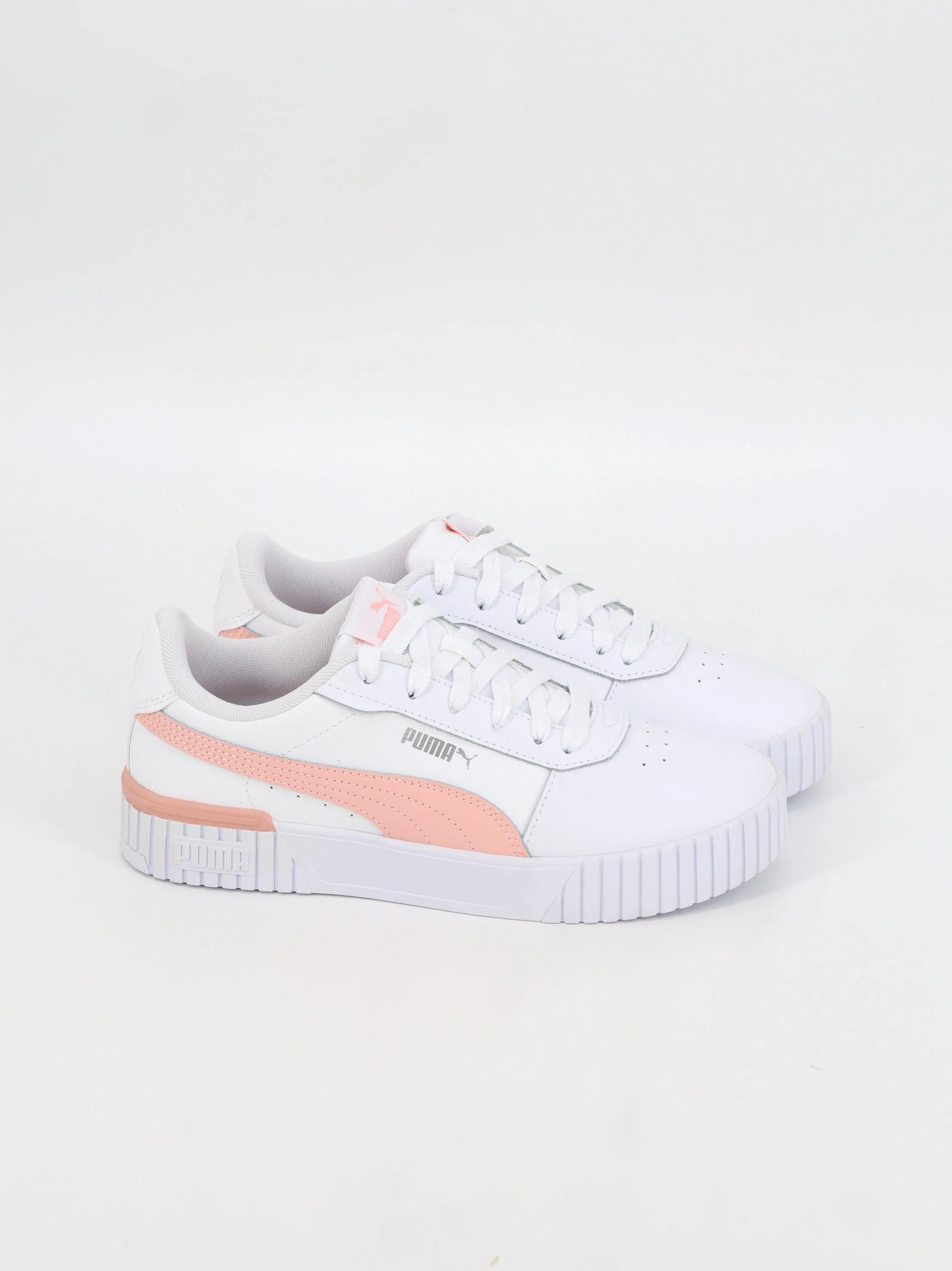 Women's Brand Logo Printed Sneakers,White/Peach