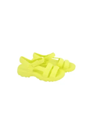 Women's Brand Logo Printed Velcro Slide Sandals,Yellow