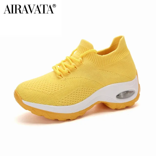 Women's Casual Shoes Chunky Sneakers Platform Walking Shoes Fashion Knited Casual Loafers Size 35-42