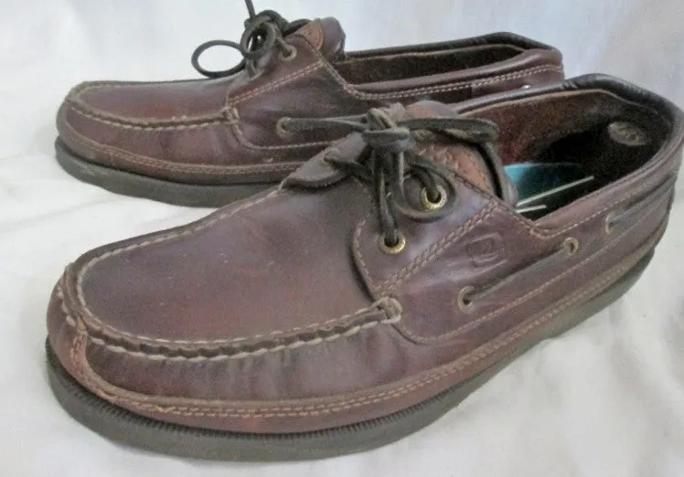 Womens SPERRY TOP-SIDER 2 eye Canoe Moc Leather Walking Shoes Boat Brown 11