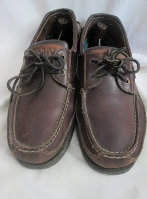 Womens SPERRY TOP-SIDER 2 eye Canoe Moc Leather Walking Shoes Boat Brown 11