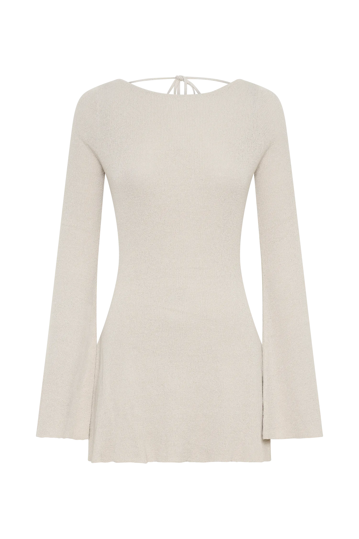 Zahra Long Sleeve Open Back Mini Knit Dress - Grey